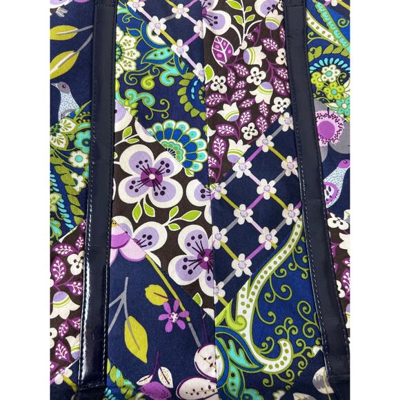 Vera Bradley Plum Petal Fabric Leather Purple Floral Tote Bag Purse Zip Designer - Picture 2 of 6